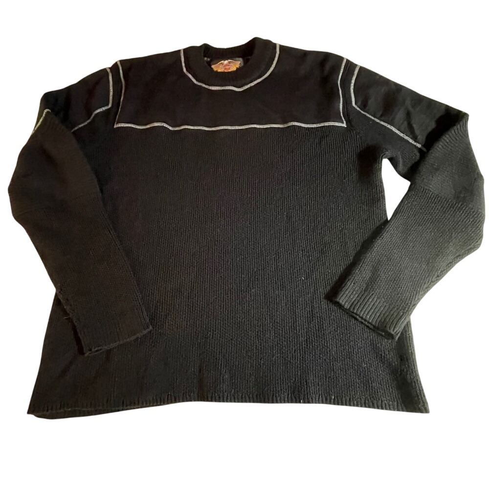 Harley Davidson Men's Black Wool Acrylic Blend Sweater Size XL‎